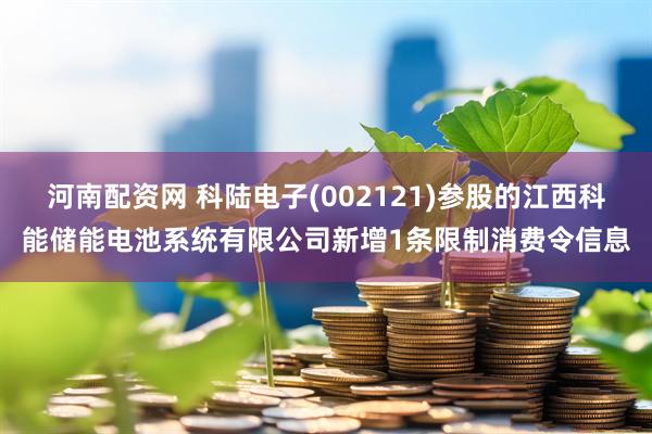 河南配资网 科陆电子(002121)参股的江西科能储能电池系统有限公司新增1条限制消费令信息